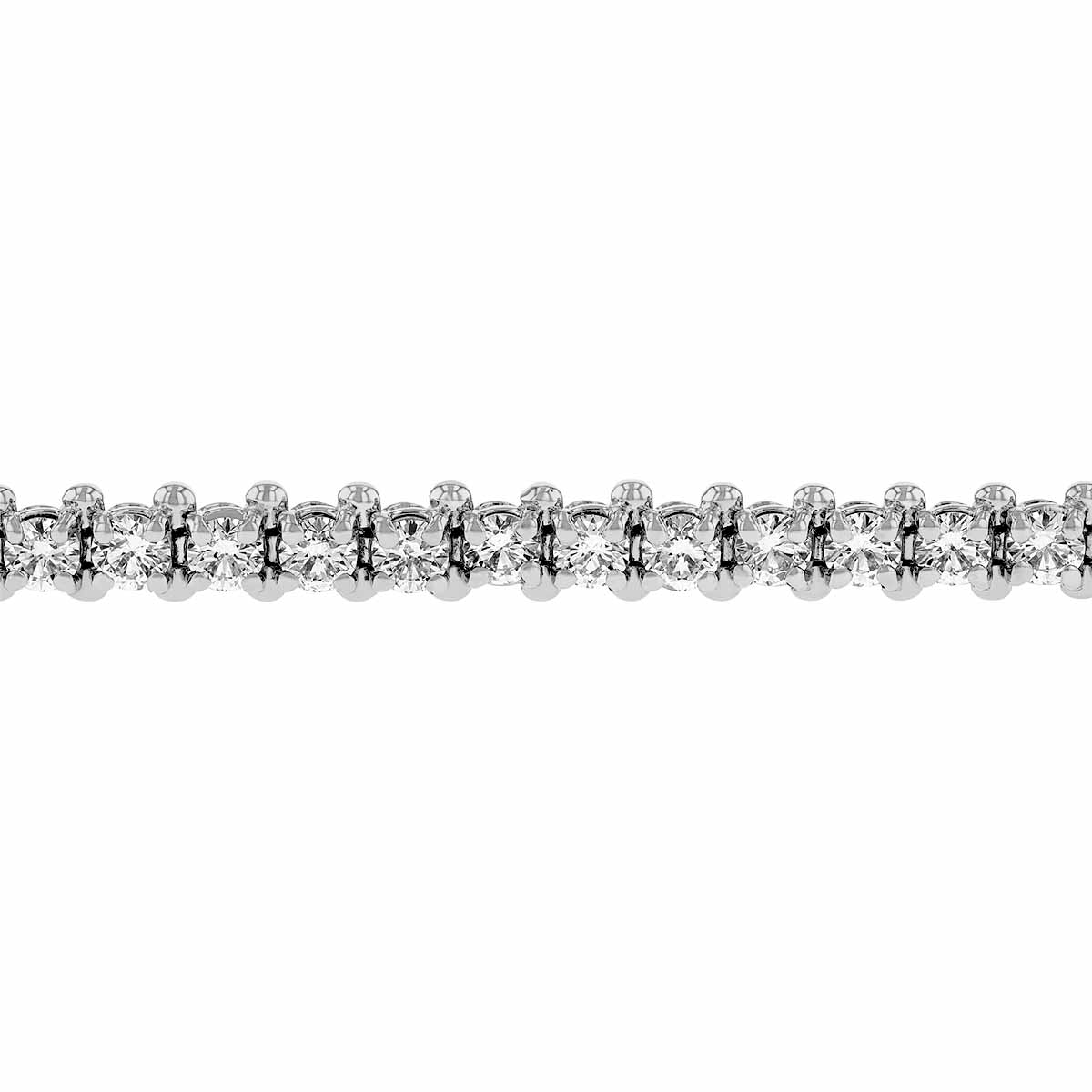 Diamond 4 Prong Low Set Tennis Bracelet in White Gold, 4.85 aptw
